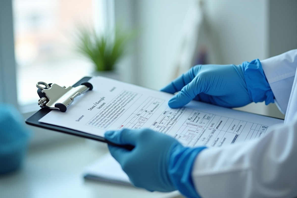 Docteur tenant un rapport d analyse de selles en milieu médical lumineux