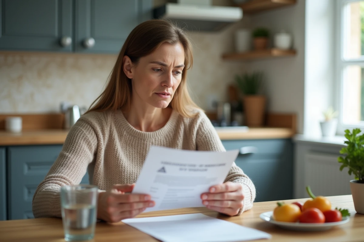 Femme lisant des informations sur la santé du foie et les transaminases élevées à la maison