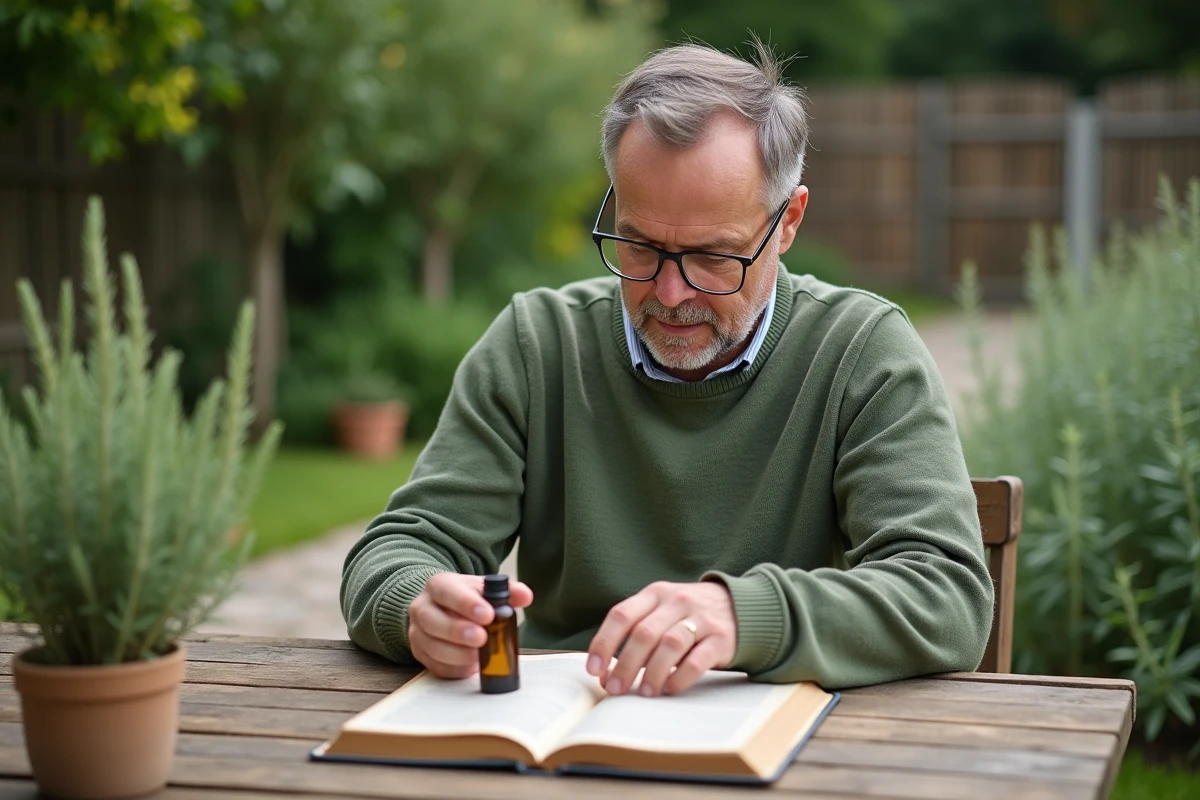 Homme lisant un guide d