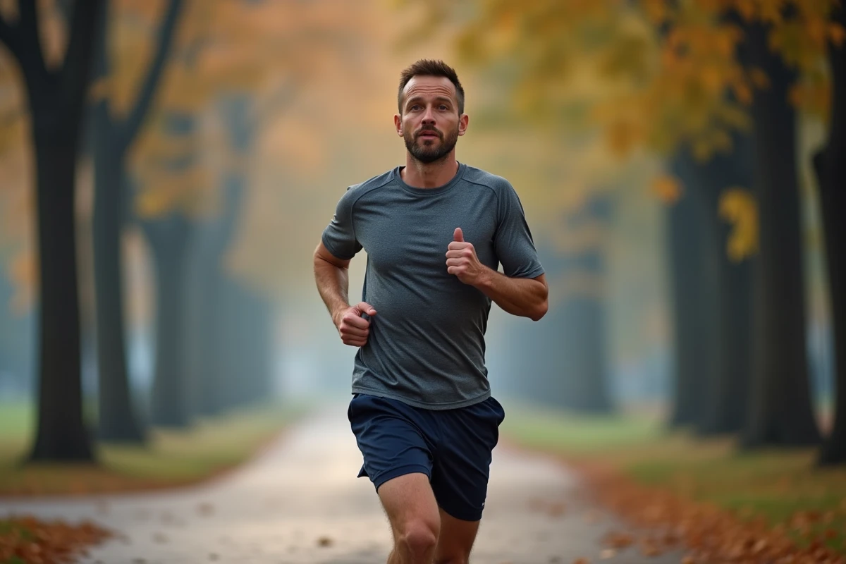 Homme faisant du jogging en plein air dans un parc urbain dans le cadre d'une méthode de perte de poids rapide
