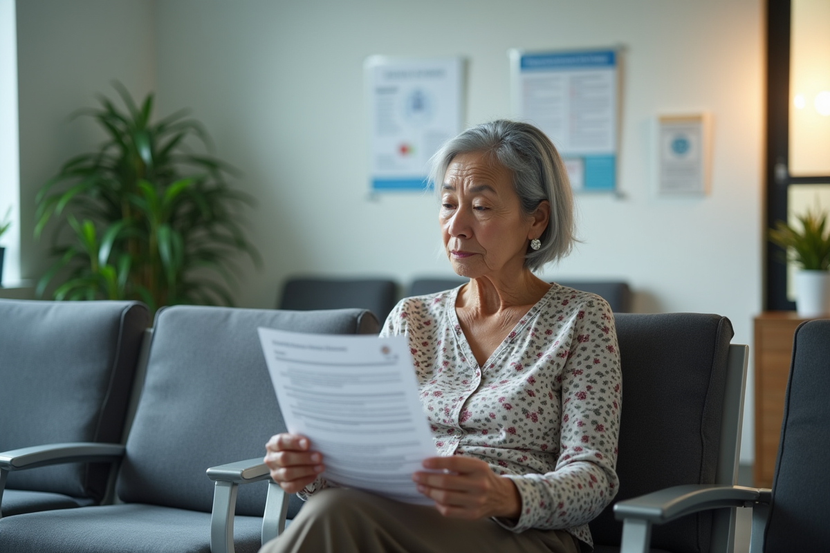 Femme âgée dans la salle d