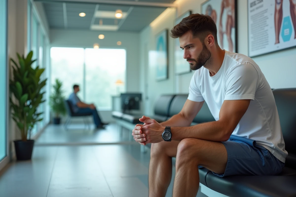 Homme assis dans la salle d