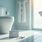 Salle de bain moderne avec un graphique médical et des bandelettes de test diabete